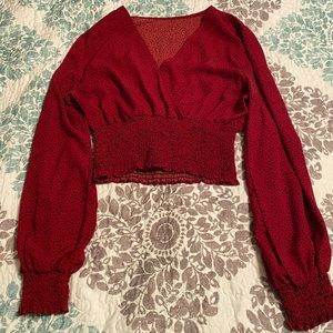 Red Polka dot long sleeve blouse
